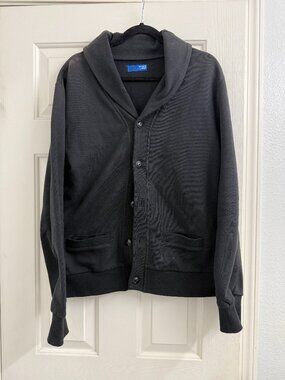 BEAMS Shawl Collar Cardigan Black Cotton Japanese Streetwear